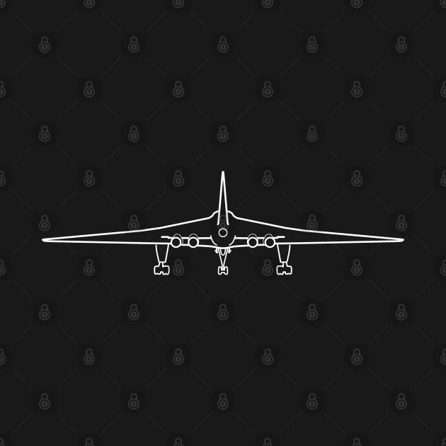 Avro Vulcan classic aircraft wheels down front and back outline graphic (white) by soitwouldseem