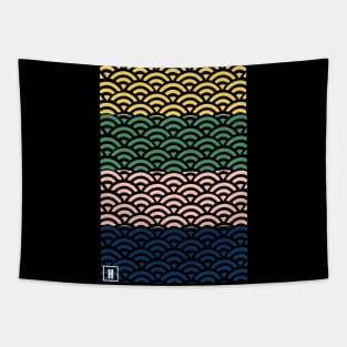 Retro Japanese Clouds Pattern RE:COLOR 16 Tapestry