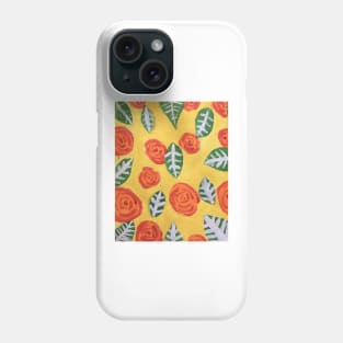 Rose and Leaf Pattern Phone Case