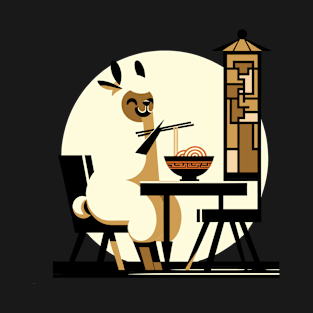 llama eating ramen art asian food foodie noodles T-Shirt