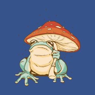 Cottagecore Aesthetic Mushrooms and Frog T-Shirt