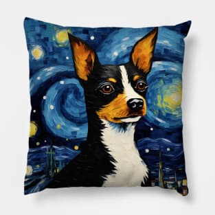 Rat Terrier Starry Night Pillow