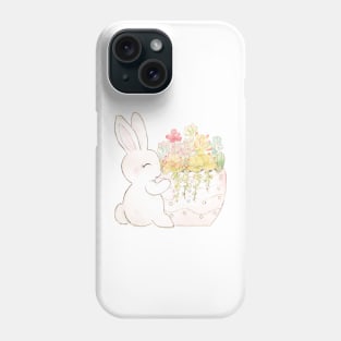 Rabbit and succulent ink and watercolor Phone Case