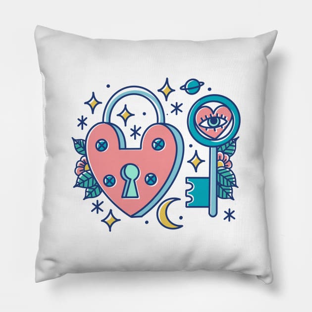 Lucky heart padlock Pillow by Paolavk