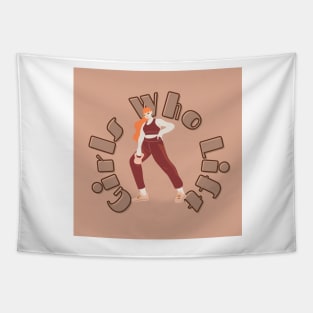 Girls Who Lift Brown Earth Tone Tapestry