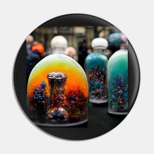 colourful glass blown bottle's Pin