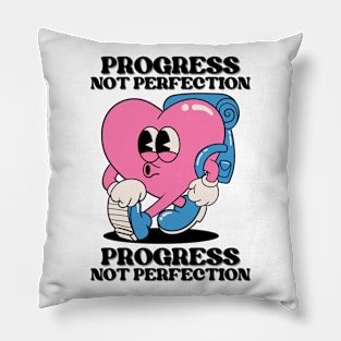 Progress, Not Perfection. Motivational and Inspirational Quotes, Inspirational quotes for work, Colorful, Vintage Retro Pillow