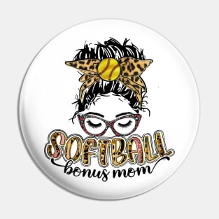 Softball Bonus Mom Leopard Pin