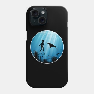 Freediver and Manta Ray Phone Case