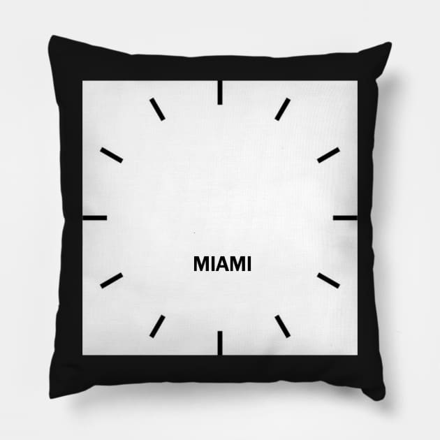 Miami Time Zone Wall Clock Pillow by ghjura