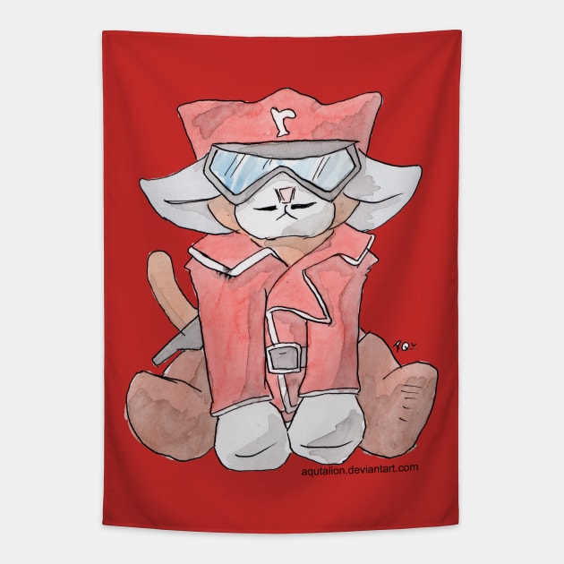 Harlock the Cat cosplay: Red Impulse Tapestry by Aqutalion