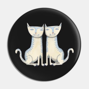 Cats, Staffordshire Style twin kittens, on blue Pin