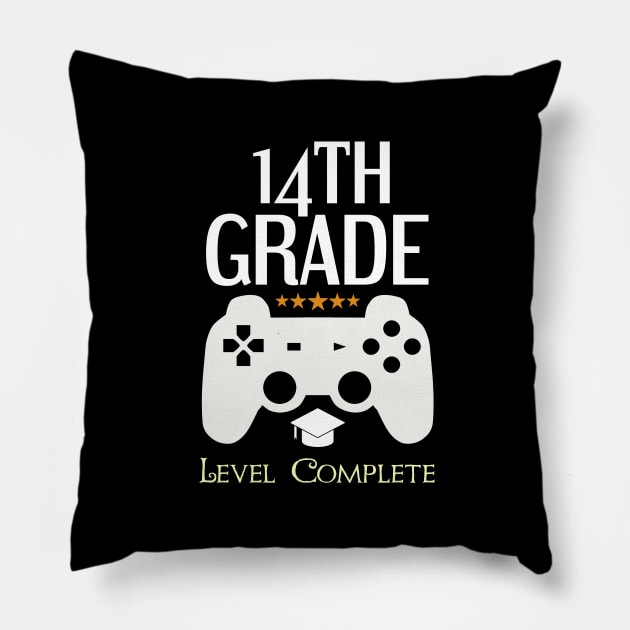 14th Grade Level Complete Video Gamer Birthday Gift Pillow by Tesszero