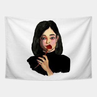 Shhh Girl with Flower Tapestry