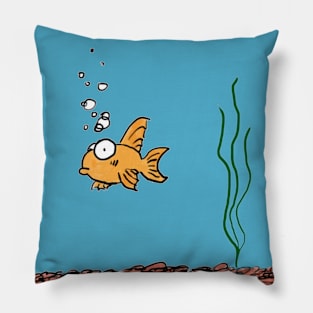 Cartoon Goldfish in Fishbowl Pillow