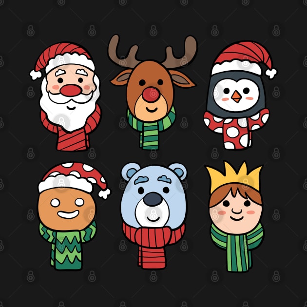 Hand Drawn Christmas Characters by Mako Design 