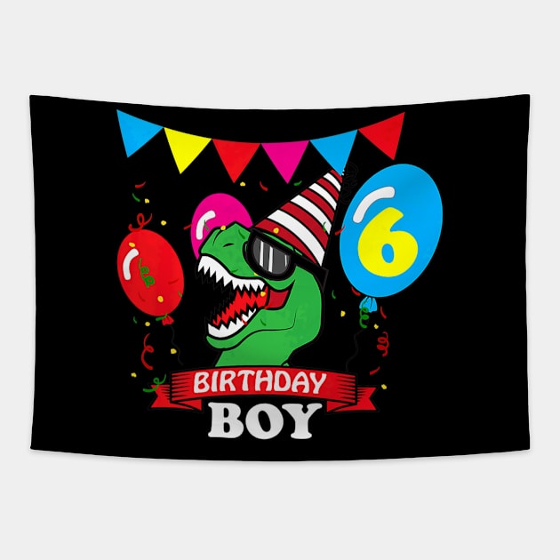 Rex 6th Dinosaur Birthday Tapestry by Brothers With Ax Sticks