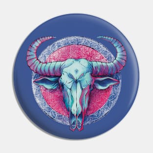 Buffalo skull mandala Pin