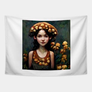 Brown Mushroom Faerie by Kim Turner Art Tapestry