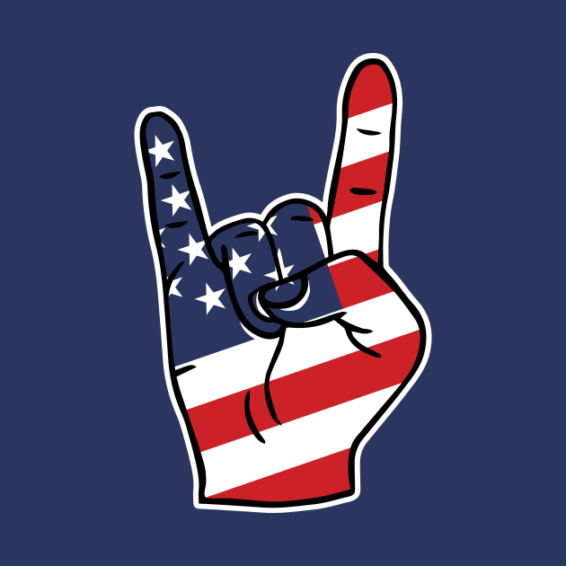 Rock On USA American Flag Rock Hand by Now Boarding