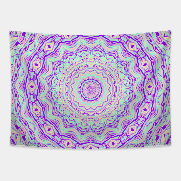 Groovy Trippy Hippie Mandala Tapestry by Kaleiope_Studio