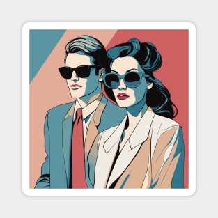 Trendy Duo Eyewear Fashionable Sunglass Squad Pop Art Deco Magnet