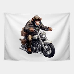 Monkey Biker Retro Motorcycle Tapestry