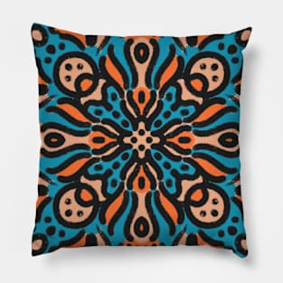 Bold Orange & Blue Mandala Pillow