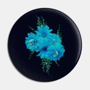 Skull flower blue Pin