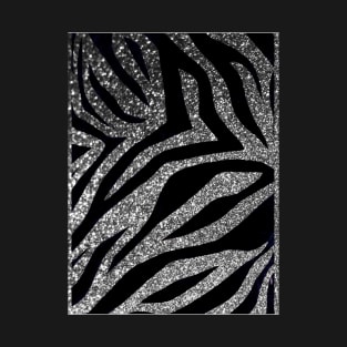 Photographic Image of Silver Glitter Zebra Print T-Shirt