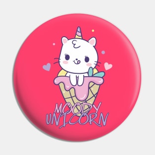 Moody unicorn - Cute little unicorn in an ice cream you and your kids would love! - Available in stickers, clothing, etc Pin