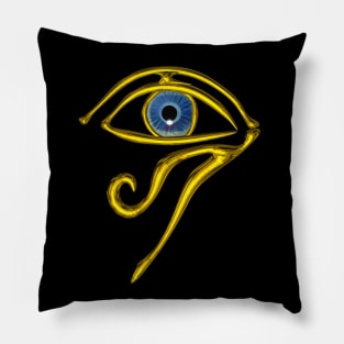 BLUE TALISMAN / GOLD HORUS EYE  IN BLACK Egyptian Divinity Pillow