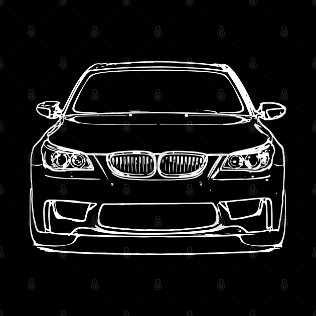 White E60 Car Sketch Art by DemangDesign