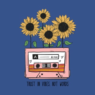 Trust in Vibe Boho Sunflower and Cassette T-Shirt