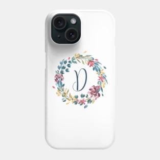 Floral Monogram D Colorful Full Blooms Phone Case