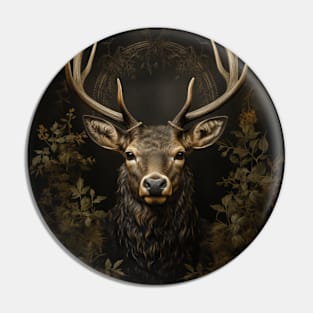 Dark Cottagecore Deer Head Pin