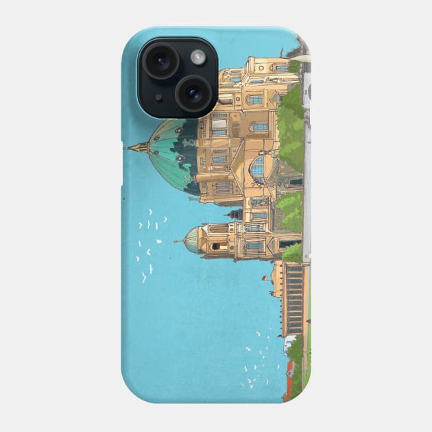 Berliner Dom Germany Illustration Phone Case by Wall-Art-Sketch