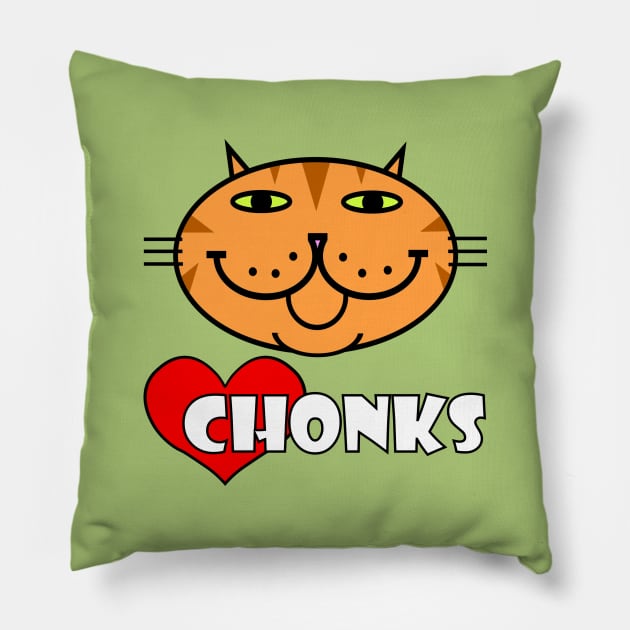 Heart Chonks - Orange Tabby Pillow by RawSunArt