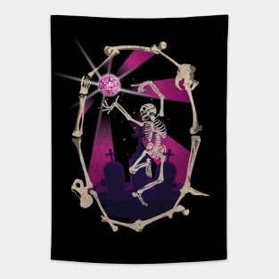 Disco dancing Skeleton with Mirror ball Tapestry