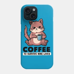 Coffee To Survive Nine Lives Funny Cute Cat Phone Case