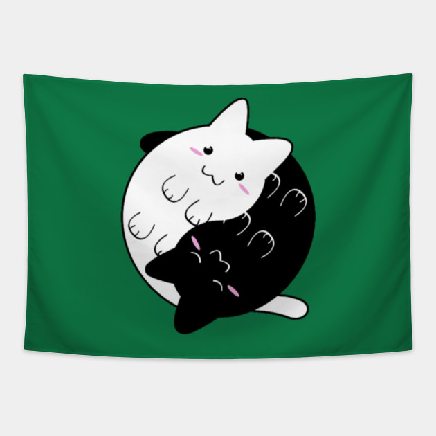Yin Yang Cats Cute Yin Yang Cats Tapestry Teepublic