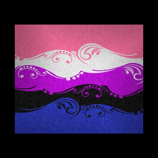 Fancy Swooped and Swirled Gender Fluid Pride Flag Background by LiveLoudGraphics