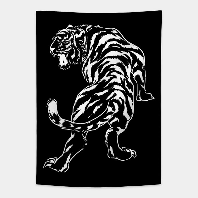 White Tiger Sketch Tattoo Style - White Tiger - Tapestry | TeePublic White Tiger Sketch Tattoo Style - White Tiger - Tapestry | TeePublic