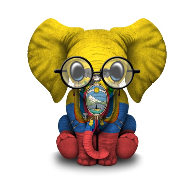 Baby Elephant with Glasses and Ecuadorian Flag by jeffbartels