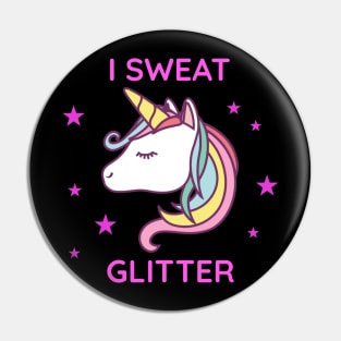 I Sweat Glitter Unicorn Pin