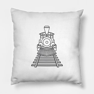 Hand drawn cute black locomotive Pillow