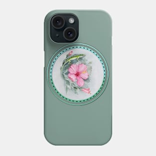 Anole Lizard & Hibiscus Phone Case