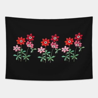 Anemone Flowers - Red & Pink Floral Watercolor Art Work Tapestry