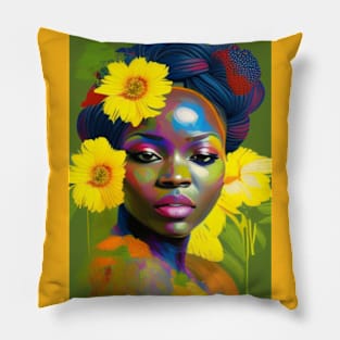 Black beautiful woman portrait 3 Pillow