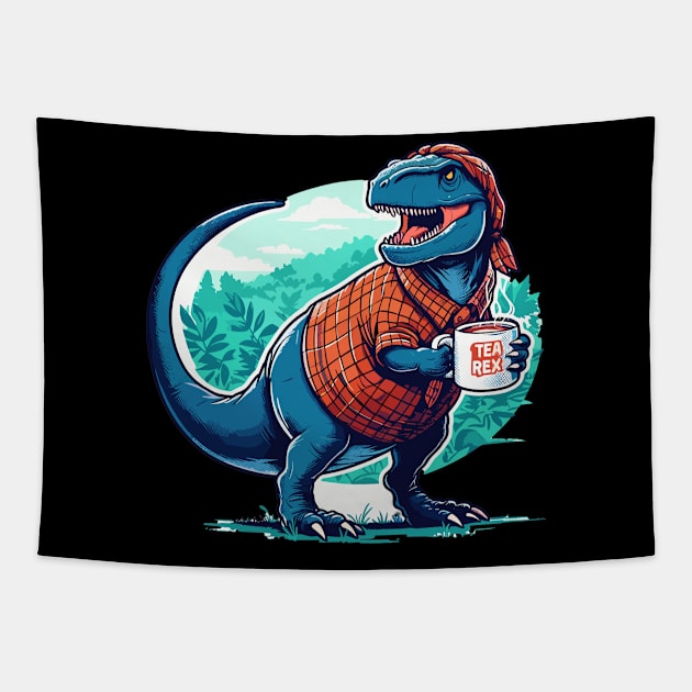 Tea rex break Tapestry by TomFrontierArt